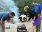 3-40 Andre and Lisa cooking steaks at Camp 3.jpg (81kb)